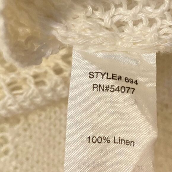 Cabi White Linen Boho Chic Loose Knitted Festival Casual Tank Top Blouse Shirt - Picture 3 of 5